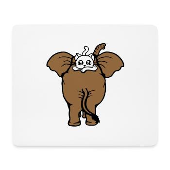 Katze Elefant Gehen Team Liegt Oben 2 Freunde Süß - Mousepad (Querformat) - Weiß - Vorne