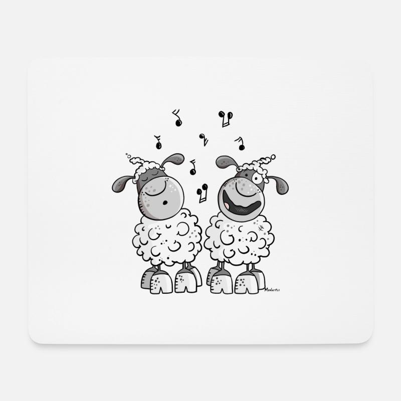 Musikalische Schafe - Mousepad (Querformat) - Weiß