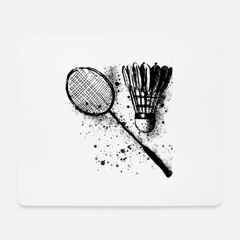 badminton,federball,aquarell, graffiti,schwarz - Mousepad (Querformat) - Weiß