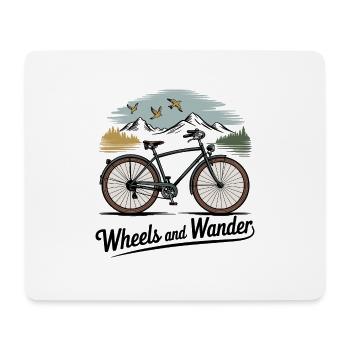 Wheels & Wander – Mountain Adventure - Mouse Pad (horizontal) - white - Front