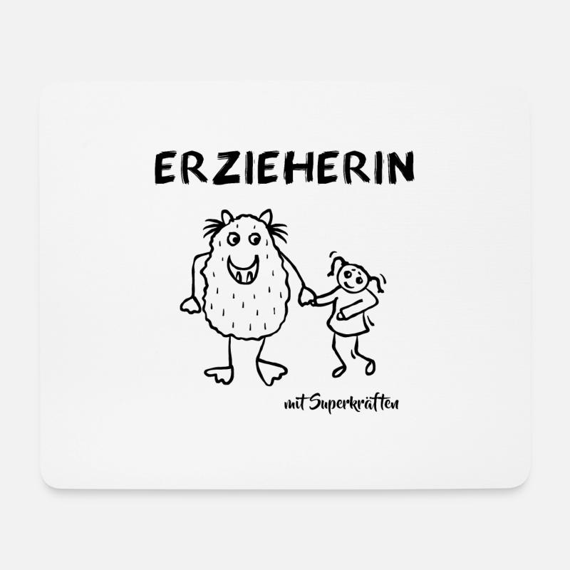 Erzieherin - Freundliches Monster mit Kind - Mousepad (Querformat) - Weiß