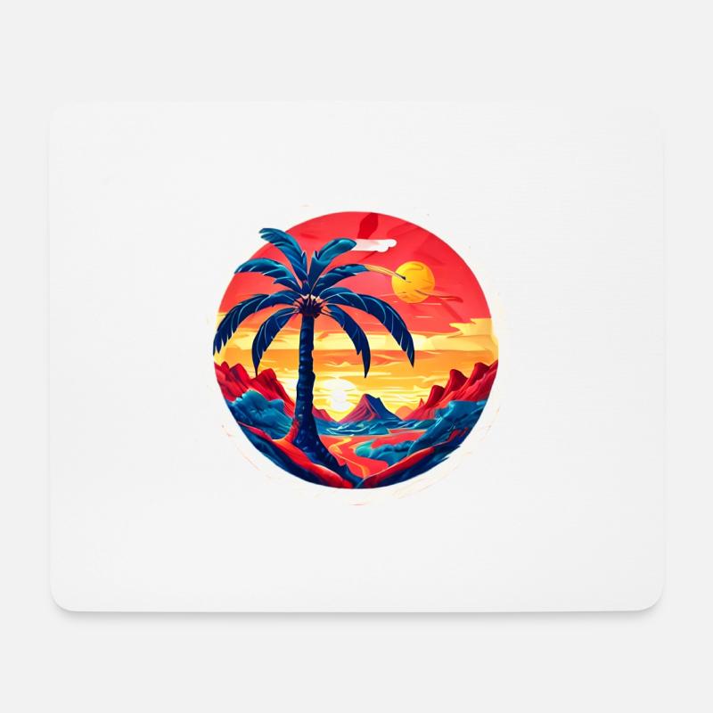 Vintage Strandlandschaft Bunt - Mousepad (Querformat) - Weiß