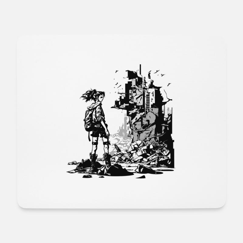 Dark sci-fi world with a single heroine - Mouse Pad (horizontal) - white