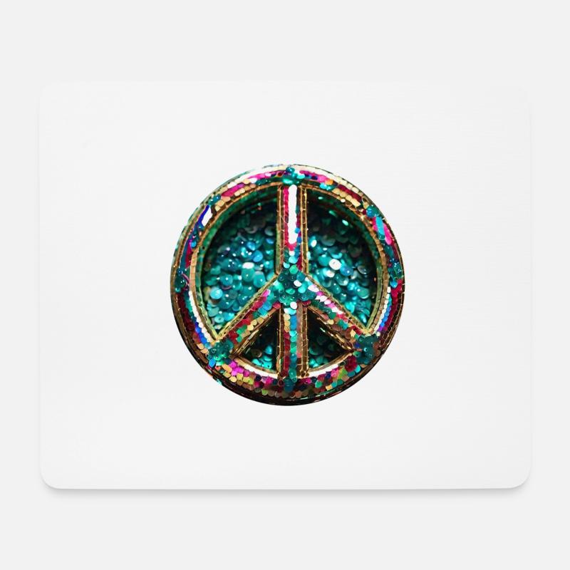 peace,peace zeichen,pailletten,metallisch - Mousepad (Querformat) - Weiß