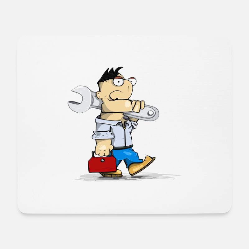Techniker mit Schraubenschlüssel - Mousepad (Querformat) - Weiß