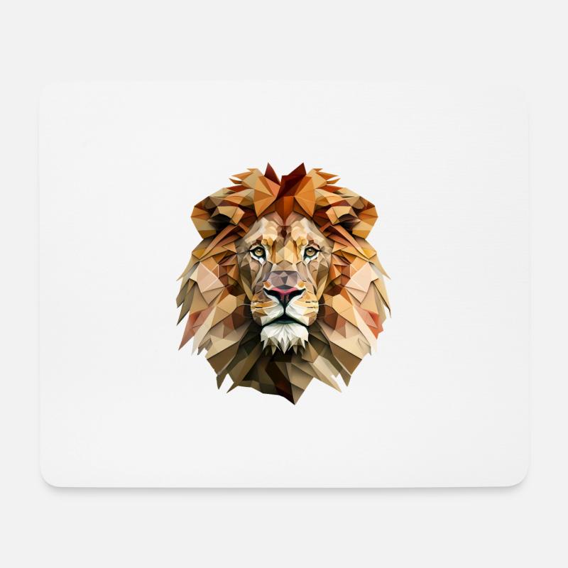 Majestic Polygon Lion – Geometric - Mouse Pad (horizontal) - white