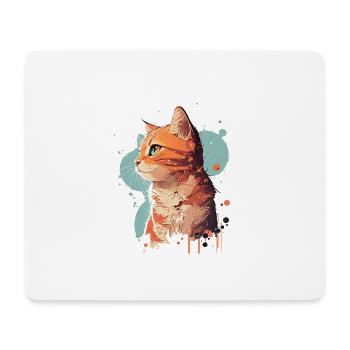 Artistic Cat Portrait in Orange - Mouse Pad (horizontal) - white - Front