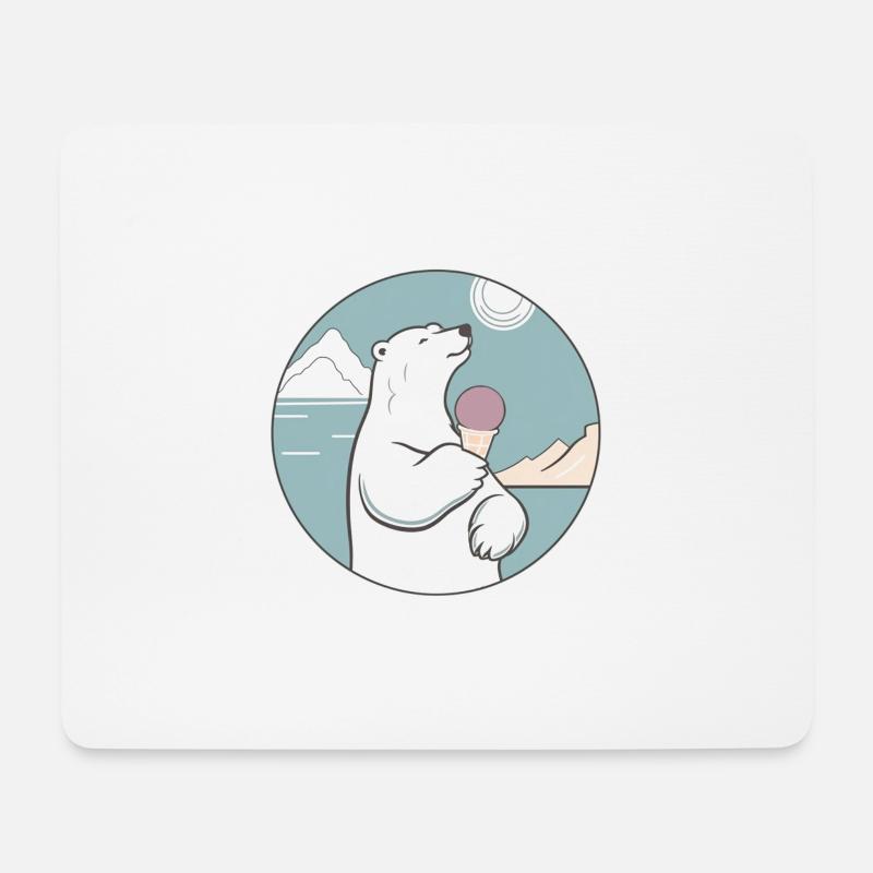 Eisbär mit Eiscreme am Nordpol - Mousepad (Querformat) - Weiß