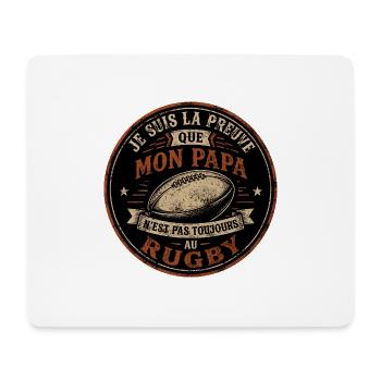 Preuve que mon papa rugby, papa rugbyman, rugby - Tapis de souris (format paysage) - blanc - Devant