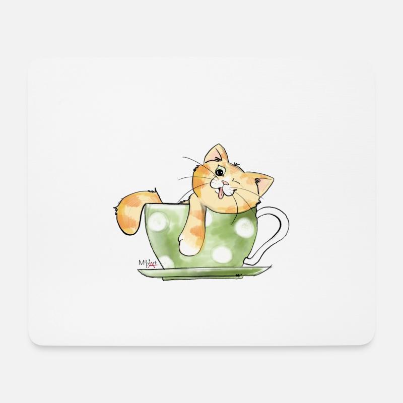 Katzenbecher - Mousepad (Querformat) - Weiß