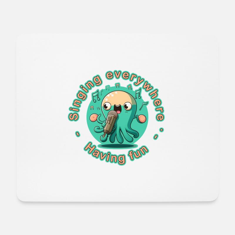 Karaoke Kraken - Für Kinder mit Spaß am Singen - Mousepad (Querformat) - Weiß