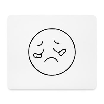 Emoji sketch noir triste - Tapis de souris (format paysage) - blanc - Devant