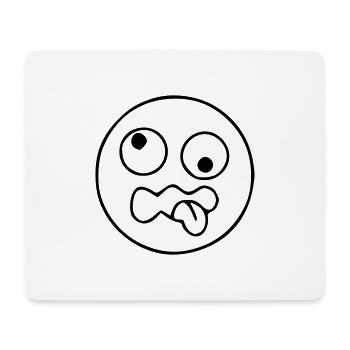 Emoji sketch crazy black - Tapis de souris (format paysage) - blanc - Devant