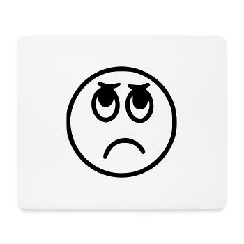 Emoji sketch noir triste - Tapis de souris (format paysage) - blanc - Devant