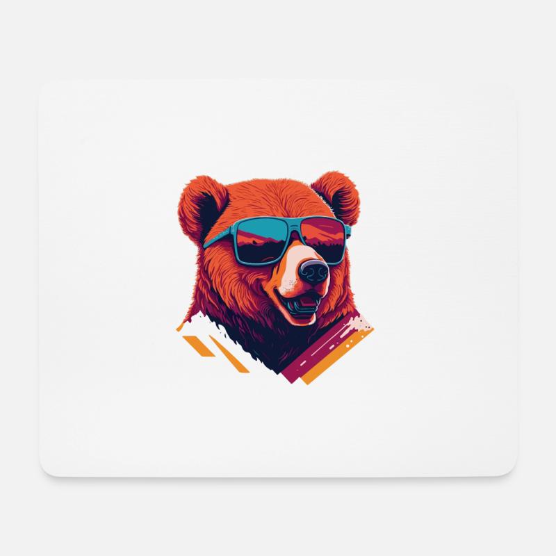 Mutig und bärisch: Retro Bär T-Shirt - Mousepad (Querformat) - Weiß