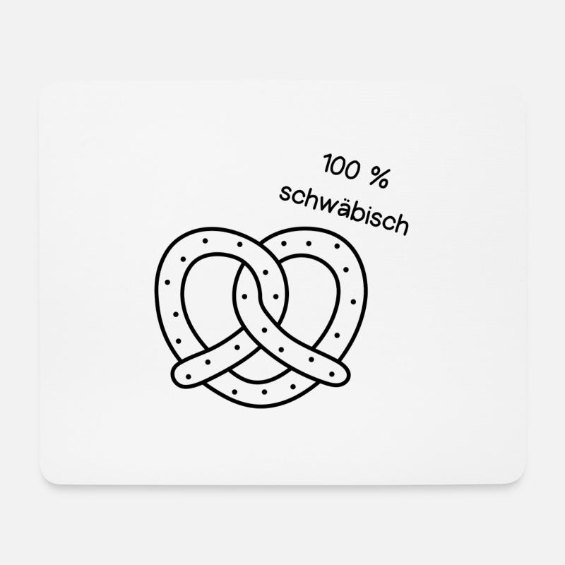 Brezel mit Spruch 100 % schwäbisch - Mousepad (Querformat) - Weiß