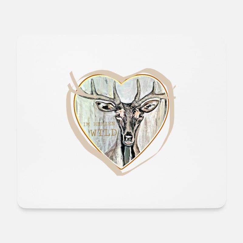 Cerf - Tapis de souris (format paysage) - blanc