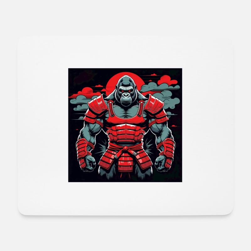 Primal Ronin – Der Samurai-Gorilla - Mousepad (Querformat) - Weiß