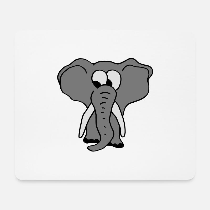 Elefant - Mousepad (Querformat) - Weiß