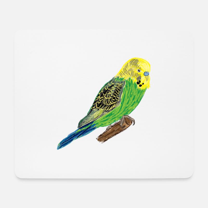 Gelber Wellensittich / Yellow Budgie I - Mousepad (Querformat) - Weiß