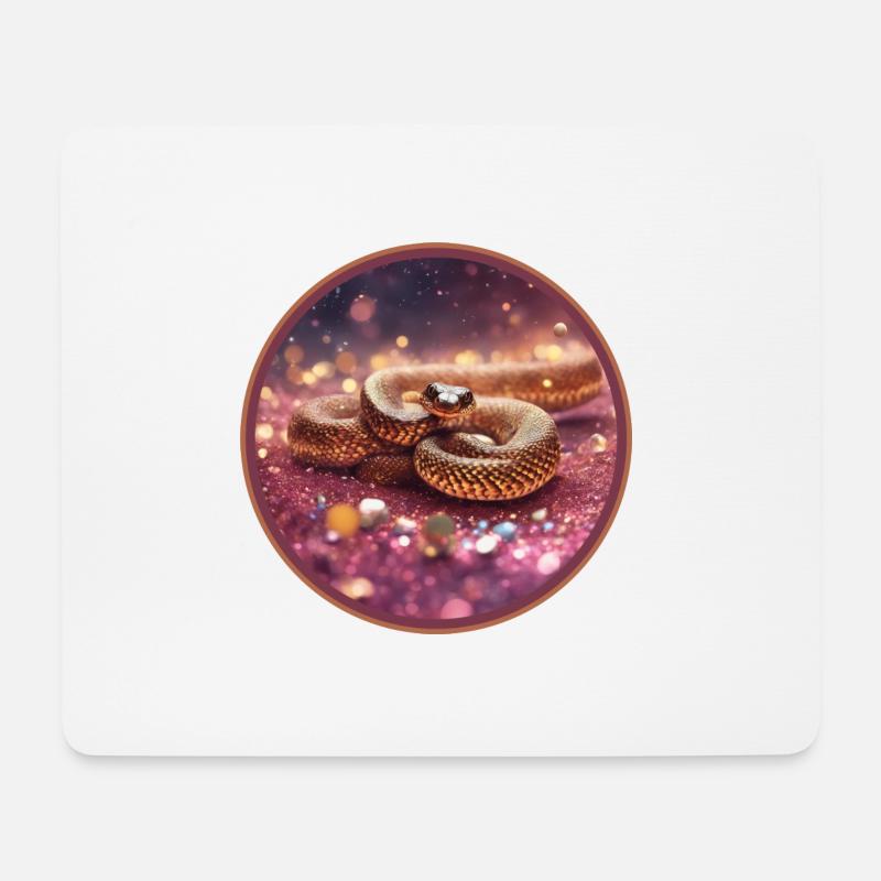 Schlange in Glitzer - Mousepad (Querformat) - Weiß