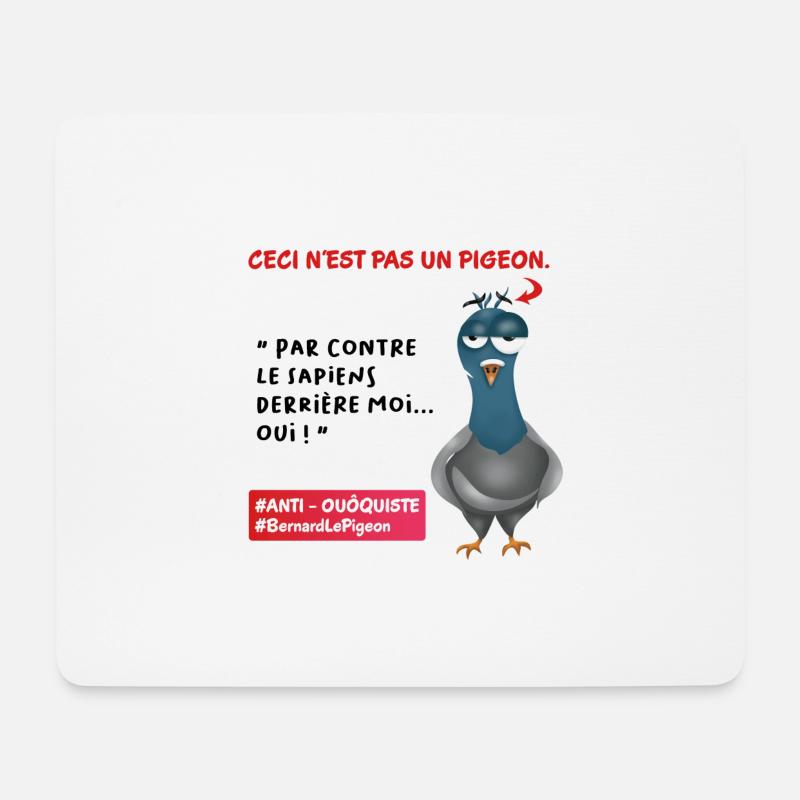 Bernard die Taube Anti-Woke! - Mousepad (Querformat) - Weiß