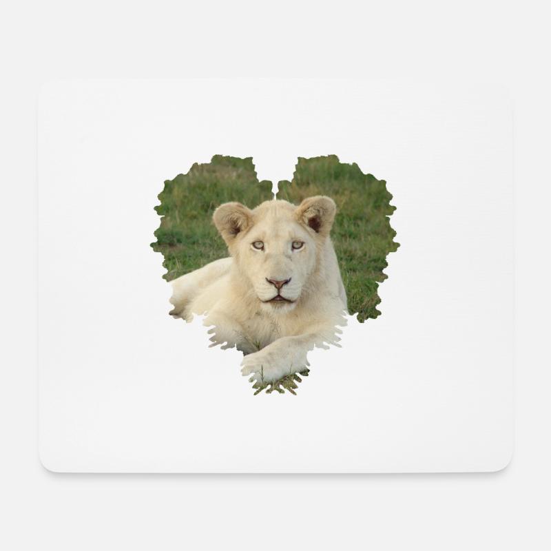 Löwe - Mousepad (Querformat) - Weiß