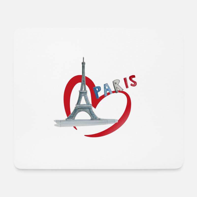 Paris Ville de l’amour, Tour Eiffel - Tapis de souris (format paysage) - blanc