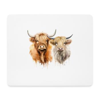 Cadeau personnalisé de vaches écossaises Highland - Tapis de souris (format paysage) - blanc - Devant