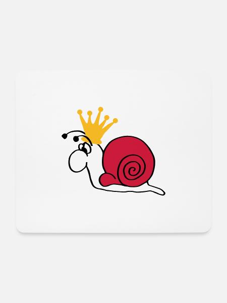 Schnecke Schneckenkönig mit Krone - Mousepad (Querformat) - Weiß