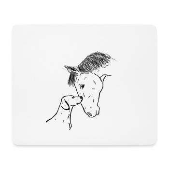 Pferd und Hund - Mousepad (Querformat) - Weiß - Vorne