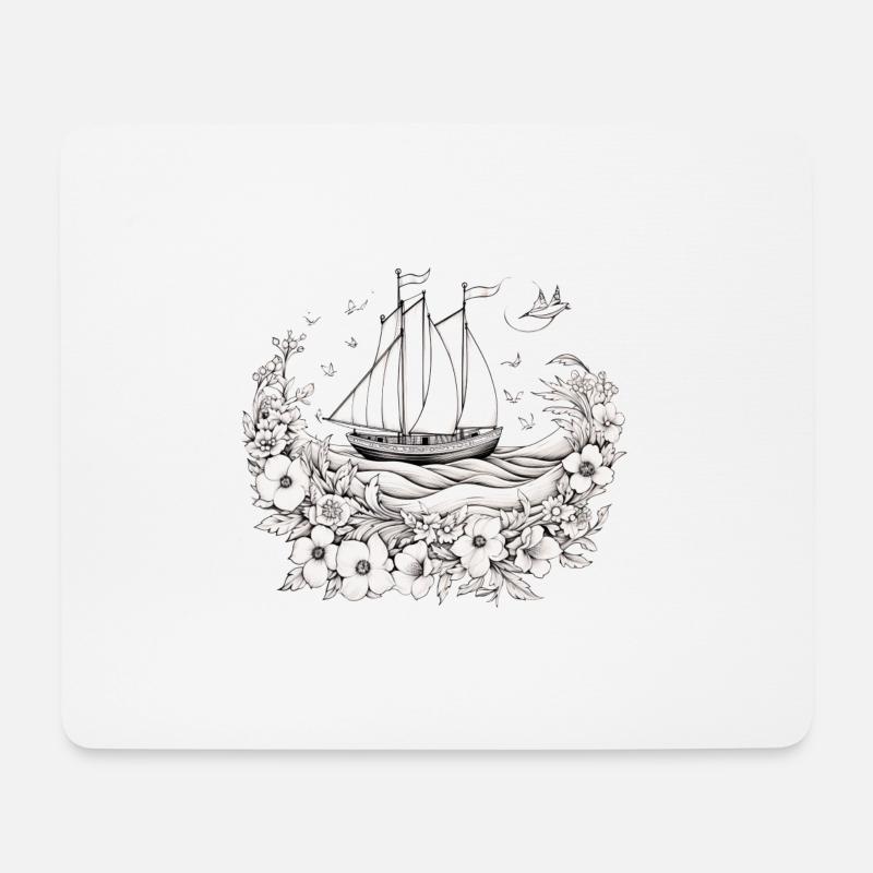 Small sailboat - Mouse Pad (horizontal) - white