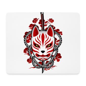 Japan Kitsune - Walddämon Maske - Mousepad (Querformat) - Weiß - Vorne