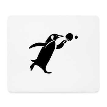 Penguin Table Tennis Player Silhouette Minimalisti - Mouse Pad (horizontal) - white - Front