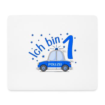 Polizeiauto Ich bin 1 Geburtstag Blau - Mousepad (Querformat) - Weiß - Vorne