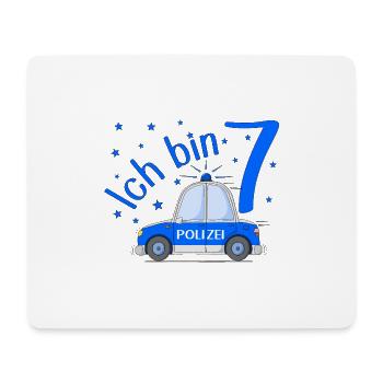 Polizeiauto Ich bin 7 Geburtstag Blau - Mousepad (Querformat) - Weiß - Vorne