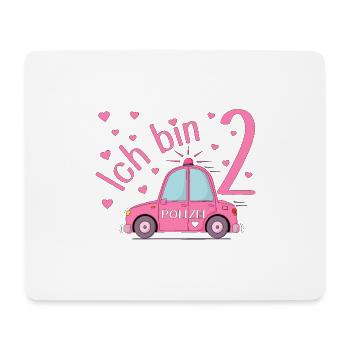 Polizeiauto Ich bin 2 Geburtstag Rosa - Mousepad (Querformat) - Weiß - Vorne