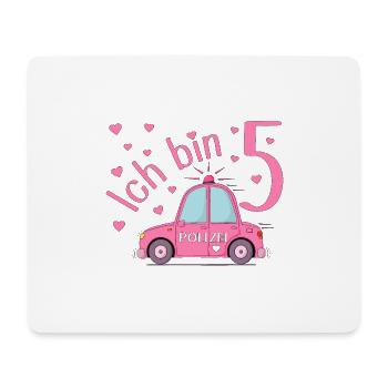 Polizeiauto Ich bin 5 Geburtstag Rosa - Mousepad (Querformat) - Weiß - Vorne