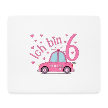 Polizeiauto Ich bin 6 Geburtstag Rosa - Mousepad (Querformat) - Weiß - Vorne