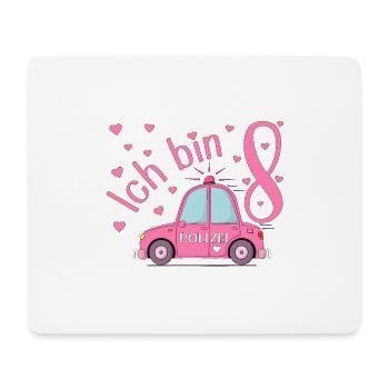 Polizeiauto Ich bin 8 Geburtstag Rosa - Mousepad (Querformat) - Weiß - Vorne