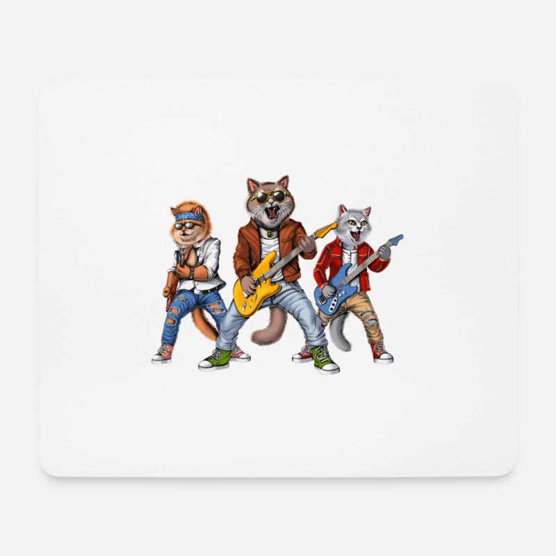 Cats Rockmusiker - Mousepad (Querformat) - Weiß