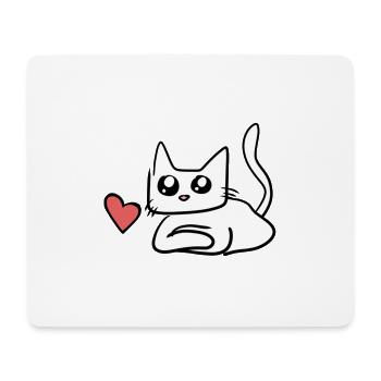 Katze Herz Symbol Süß - Mousepad (Querformat) - Weiß - Vorne