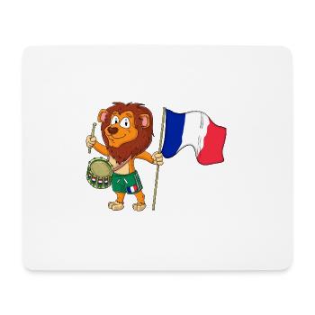 Lion au drapeau Français - Tapis de souris (format paysage) - blanc - Devant