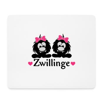 Kleine Monster Smuffel Zwillinge mit Schleife - Mousepad (Querformat) - Weiß - Vorne