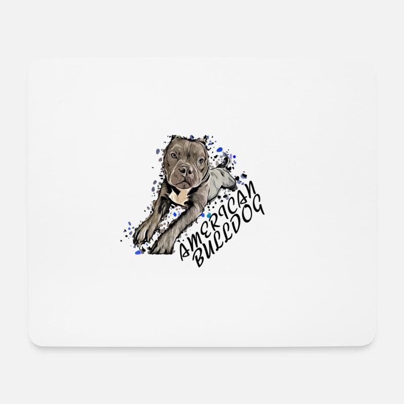 American Bulldog liegend Comic Text - Mousepad (Querformat) - Weiß