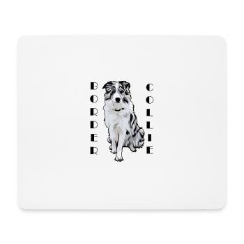 Border Collie Black Merle Comic Text - Mouse Pad (horizontal) - white - Front