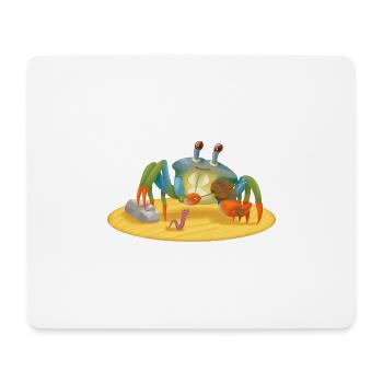 Crabe musicien avec violon sur la plage - Tapis de souris (format paysage) - blanc - Devant
