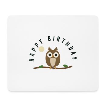 HIBOU. CHOUETTE. JOYEUX ANNIVERSAIRE - Tapis de souris (format paysage) - blanc - Devant