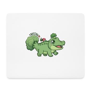 Cute Broccoli Crocodile Croccoli - Mouse Pad (horizontal) - white - Front