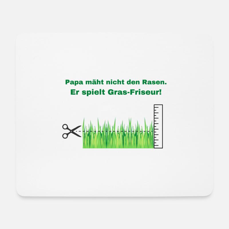 Papa beim Rasenmähen - Mousepad (Querformat) - Weiß
